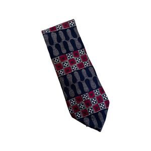 Vintage Oscar de la Renta NWT Blue Black Red Silk Necktie